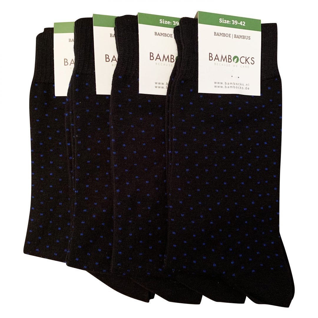 Calzini Bambocks Bamboo 4 paia puntinato nero/blu