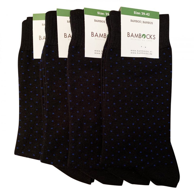 Bambocks Chaussettes Bamboo 4 paires pois noir / bleu