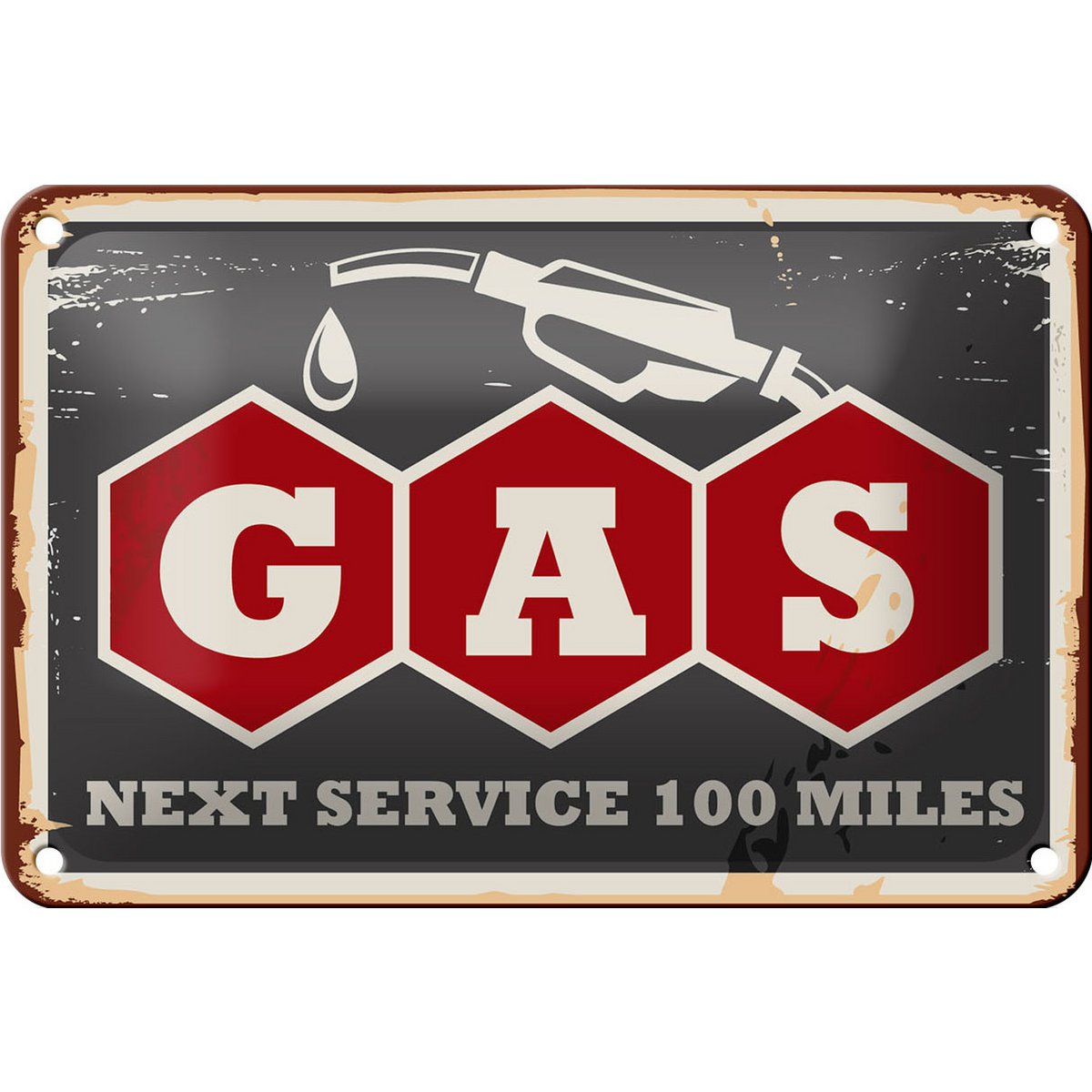 Tin sign retro 18x12cm gas car next service 100 petrol decoration