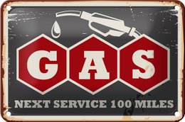 Tin sign retro 18x12cm gas car next service 100 petrol decoration