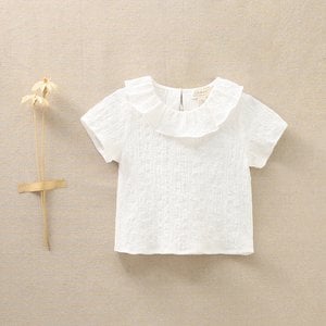 Blouse voor babymeisjes met korte mouwen en ruches aan de halslijn I14-21310222