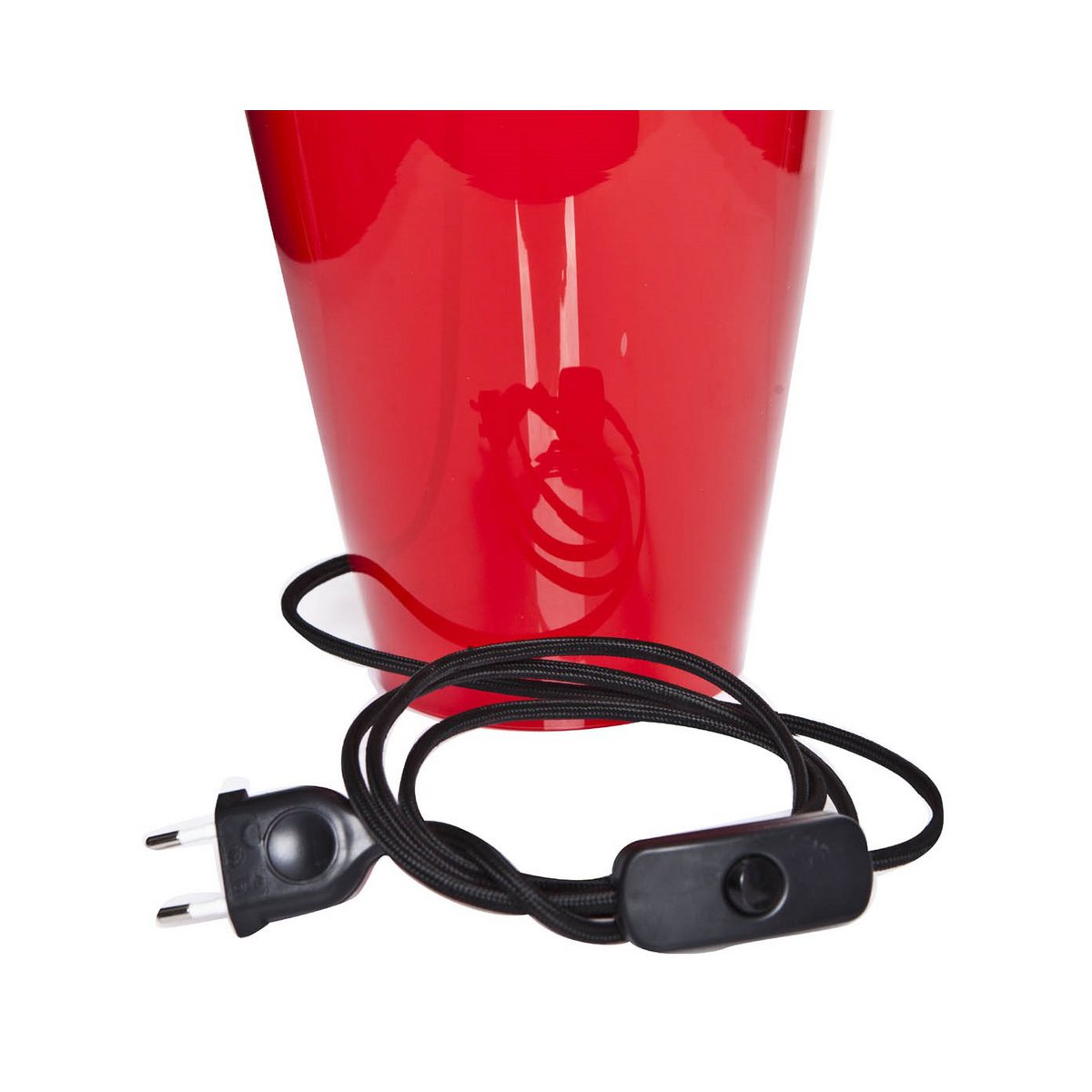 Tischlampe Glas rot schmal mit Lampenschirm schwarz