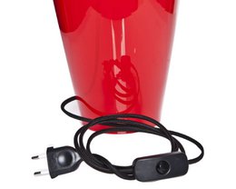 Tischlampe Glas rot schmal mit Lampenschirm schwarz