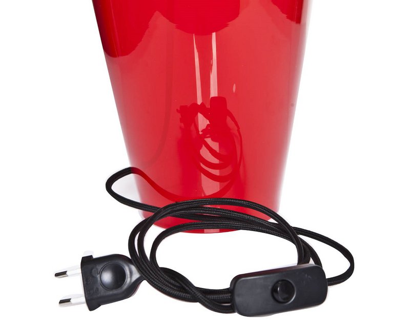 Tischlampe Glas rot schmal mit Lampenschirm schwarz