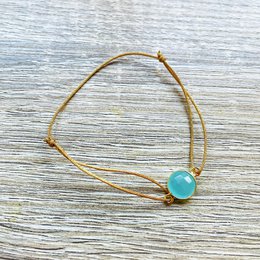 Alba natural stone silver gilt sliding cord bracelet