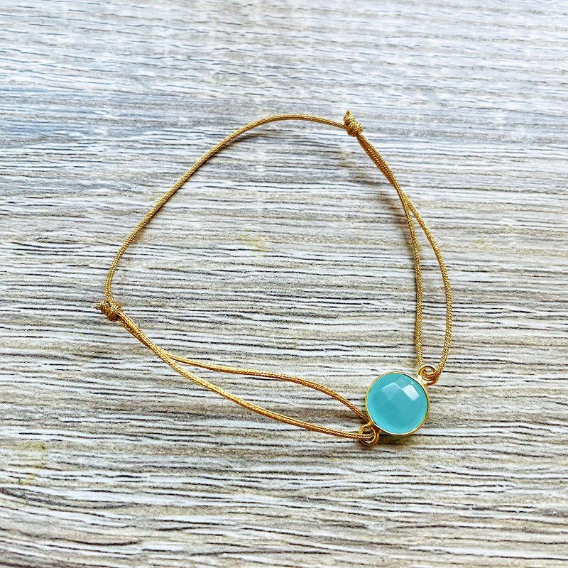 Alba natural stone silver gilt sliding cord bracelet