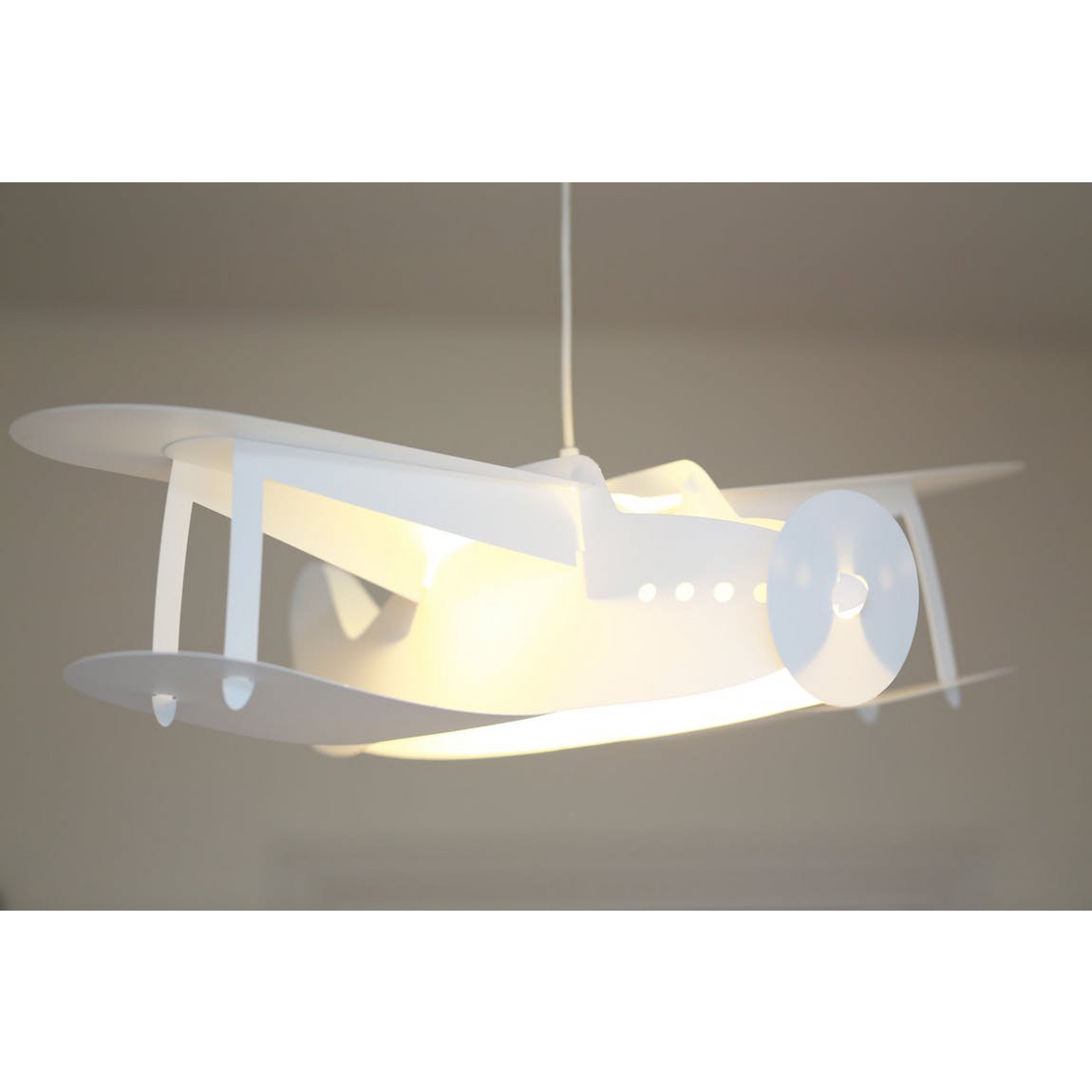 WITTE VLIEGTUIG KINDERHANGLAMP