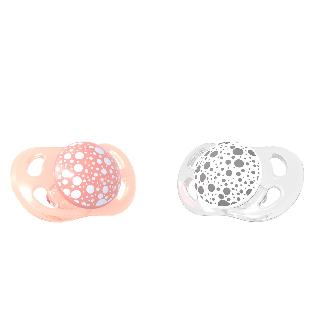 Set of 2 pacifiers 2m+ pastel peach+white