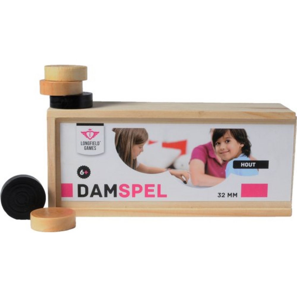 Checkers 32mm in wooden box longfield