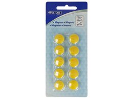 Magnete Westcott giallo confezione da 10 pz. 15mmx8mm 100gr. tappo: 3-4 fogli 80gr. carta