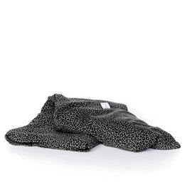 Warming scarf leopard print khaki green | 70cm | organic linseed