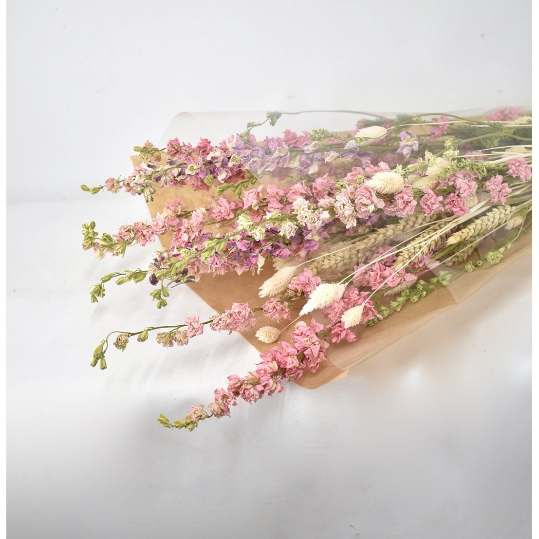Tørret blomsterbuket - Naturrosa - 70 cm