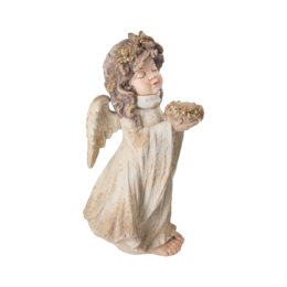 Angel candle holder in ivory resin h 55x32x27 cm