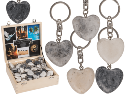 Metal Keychain, Worry Heart Natural Stones,
