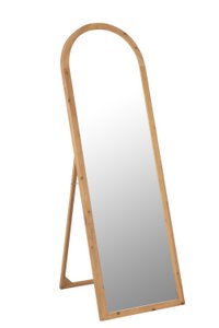 J -Line Spiegel mit Fuß - Glas/Sparholz - Natural - 162 x 52 cm