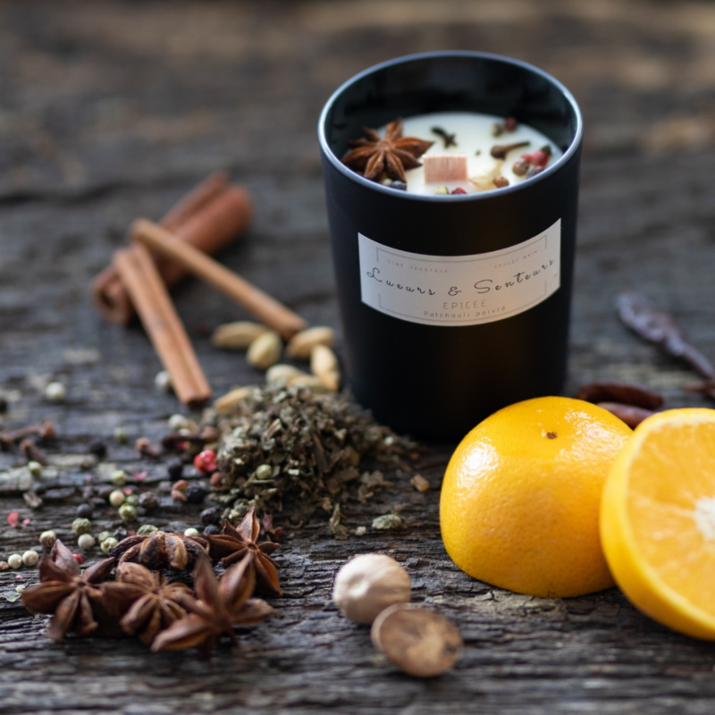 Peppered Patchouli wood wick candle
