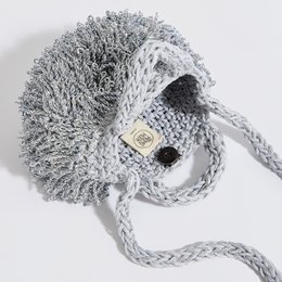 “Pebble metallic” crochet clutch with crossbody strap silver