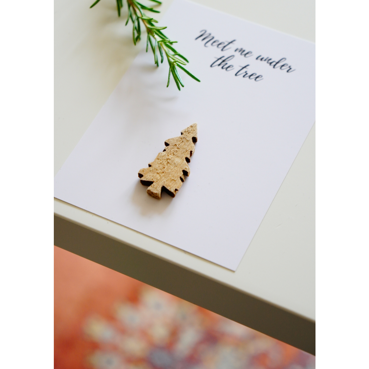 Kerstkaart wooden tree