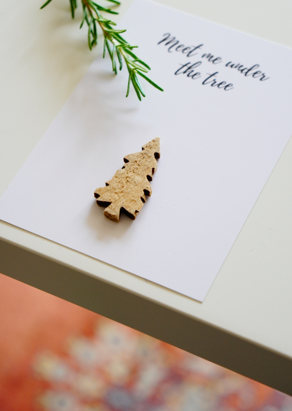 Kerstkaart wooden tree