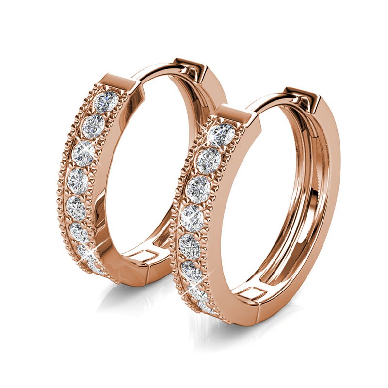 Eclat Earrings - Rose Gold and Crystal