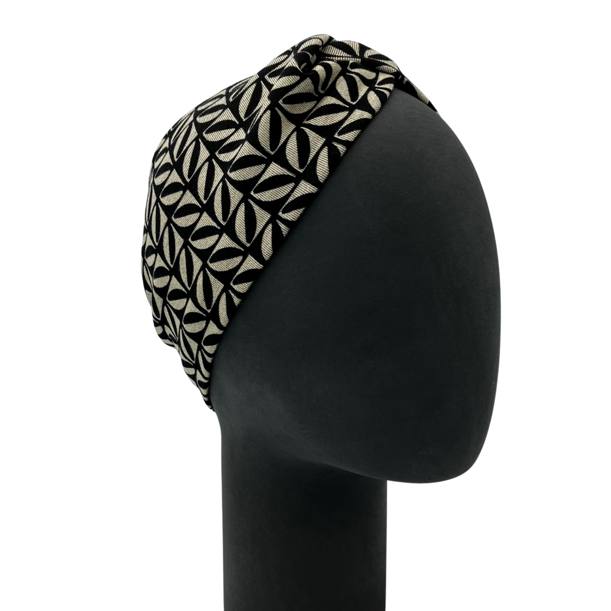 Stirnband Grafisch Schwarz Beige Ponte Jersey