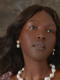 The Beloved Green Cameo Earrings With Pearls