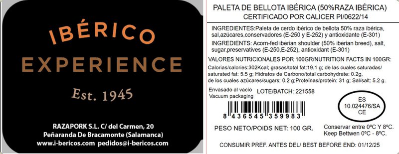 Fellota Palette 50% Iberian race 100gr