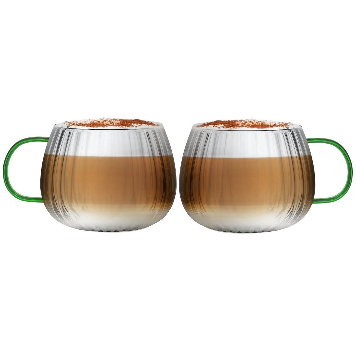 SET de 2 verre mono paroi anse verte 350ml TULIP 1197