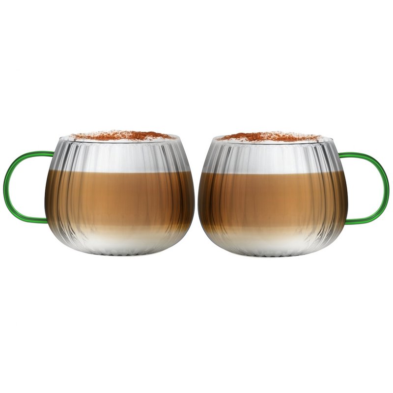 2er-SET Einwandglas mit grünem Henkel 350 ml TULIP 1197