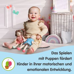 Stof Doll '' Pink '' med kjole til at sætte på og trække ud, 22 cm