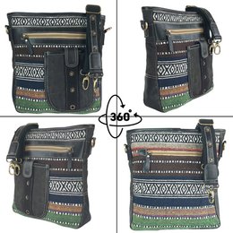Sunsa women's shoulder bag. Vintage style shoulder bag. Canvas handbag. small crossbody bag for women brown woven fabric patterned