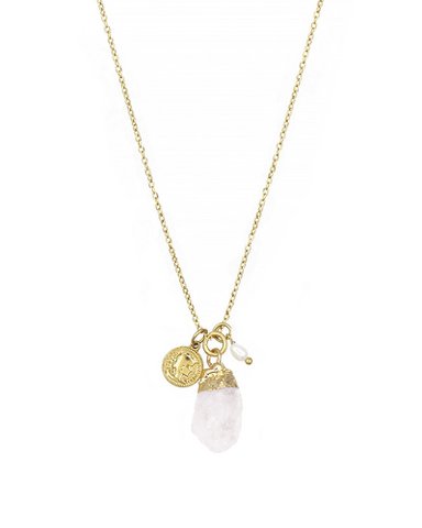 Ruwe natuursteen ketting - natuurlijk kwarts