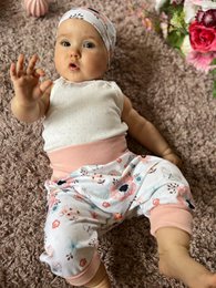 Babybloeiers bloemen vogels "Birds" wit oudroze