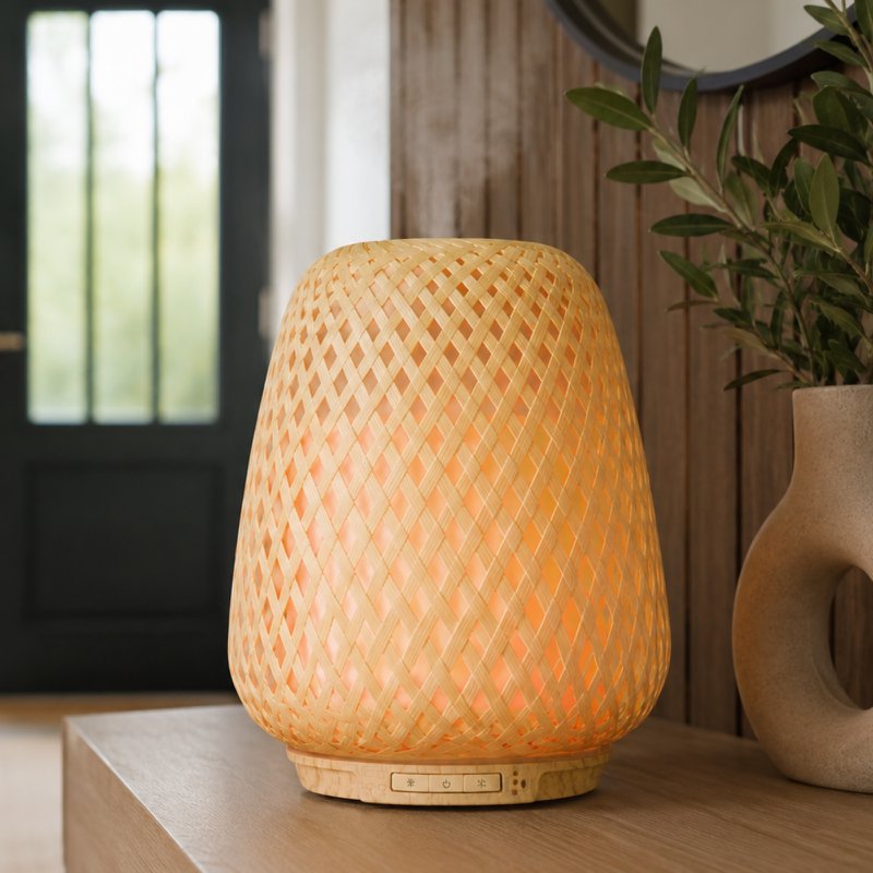 Ultralydsdiffuser – Olaki – Rattan Shell – Sund spredning af parfumerede dufte – Original gaveidé