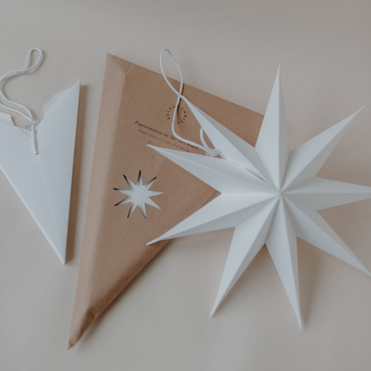 Papiersterne 3er Set natur (VE = 6 juegos)