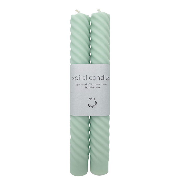 Duo de velas cónicas en espiral (tesoro turquesa) | vela de la cena