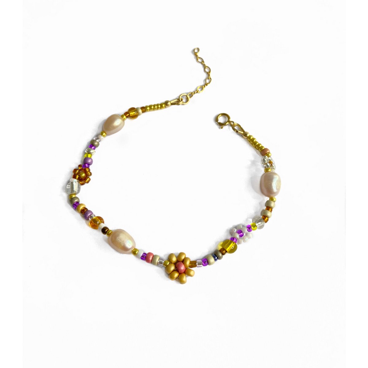 pulsera FLORES amarillas y perla