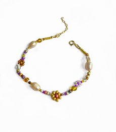 pulsera FLORES amarillas y perla