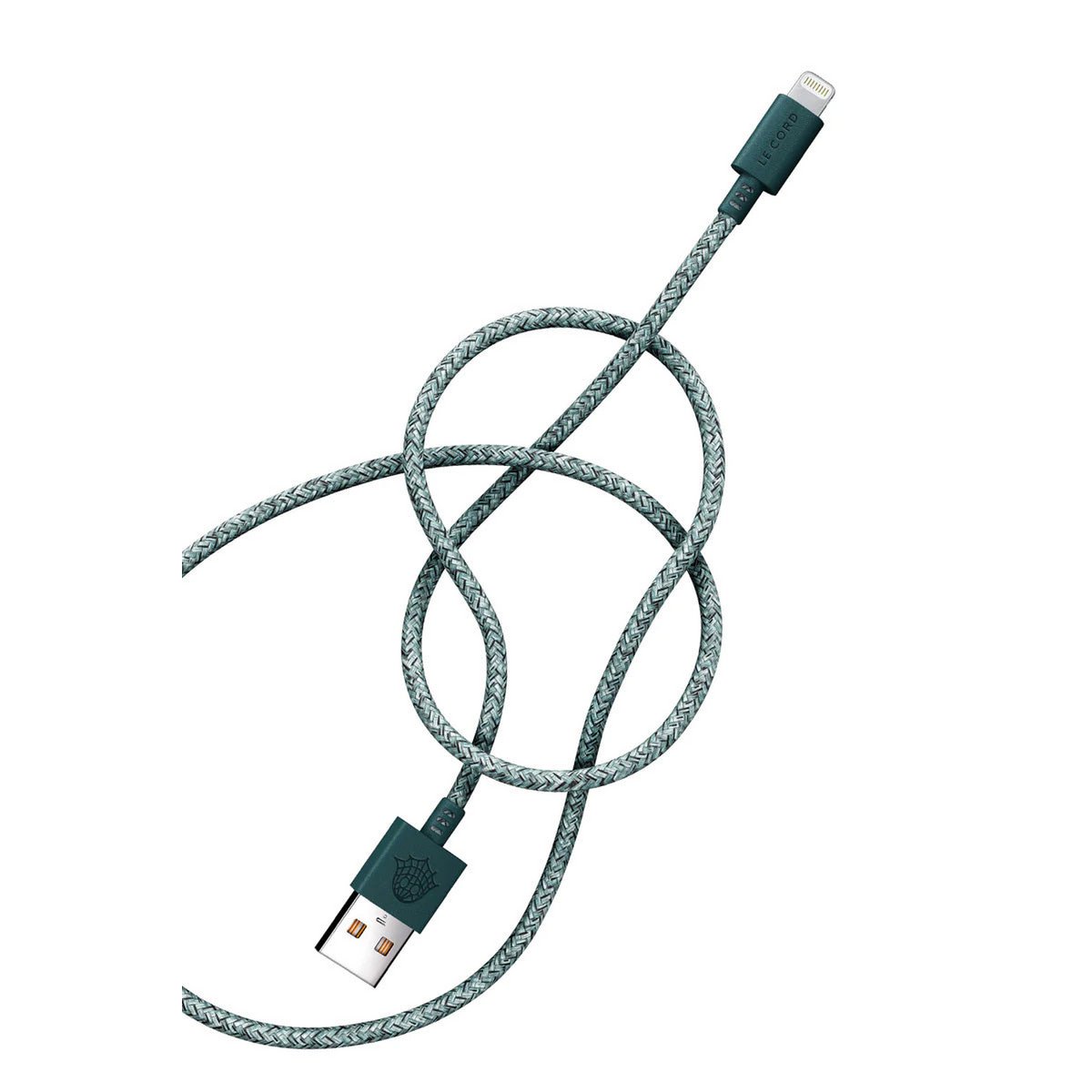Cable iPhone Lightning verde · 2 metros · Fabricado con redes de pesca recicladas