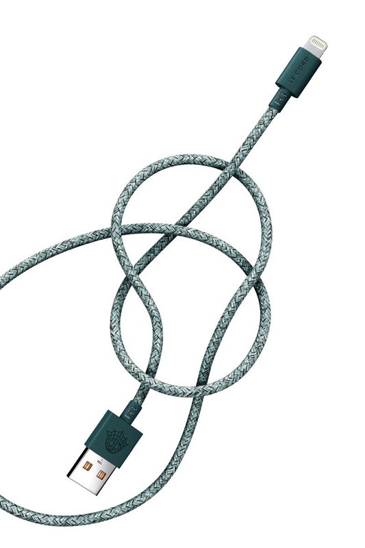 Grønt iPhone Lightning kabel · 2 meter · Fremstillet af genbrugte fiskenet