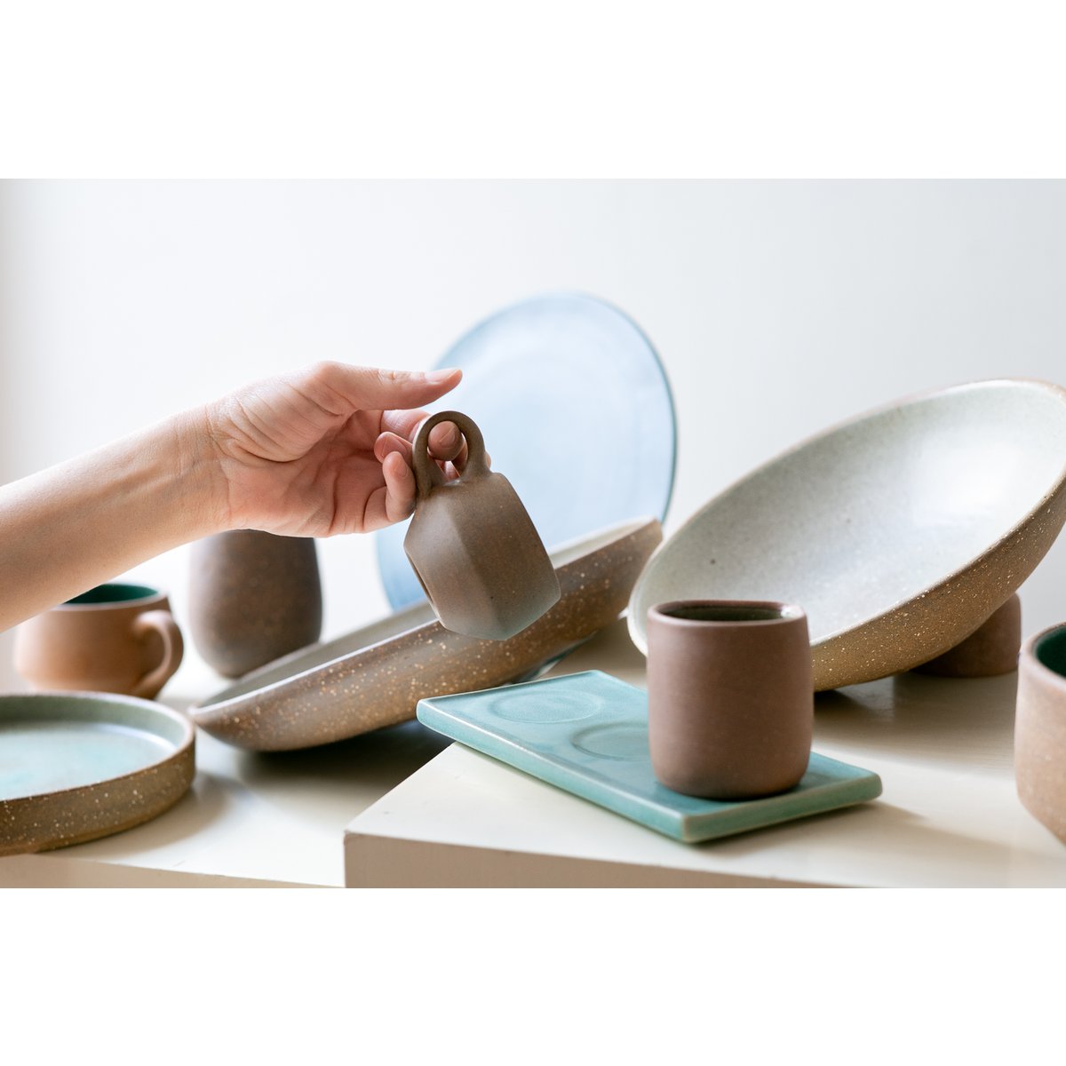 TAZA DE CERÁMICA EXPRESO - HECHA A MANO - 100% ARTESANAL