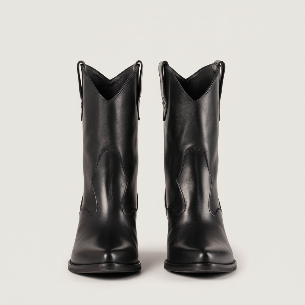 Bottines texanes en cuir noir Montana