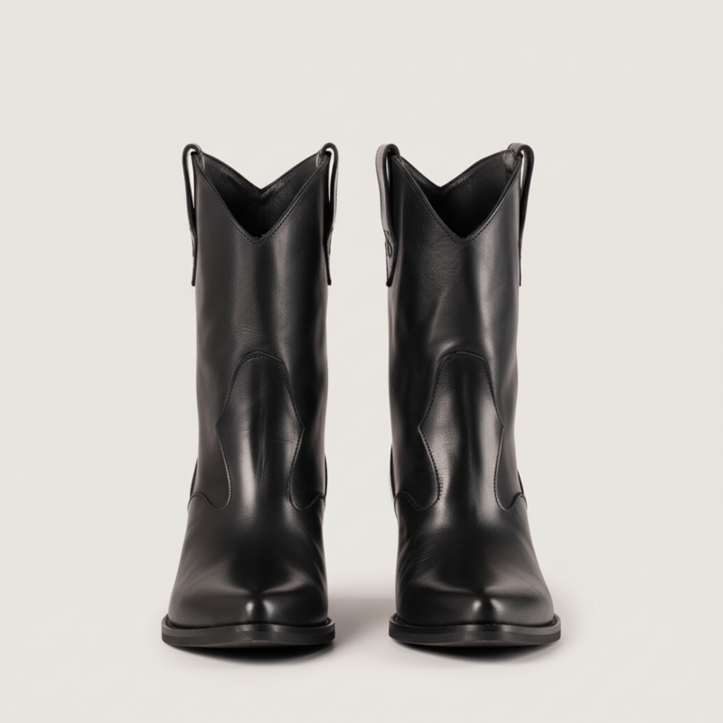Bottines texanes en cuir noir Montana
