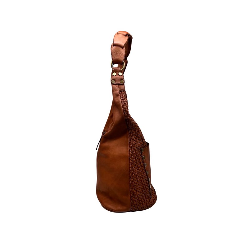 BORSA A SPALLA VINTAGE VIOLETA IN PELLE INTRECCIATA