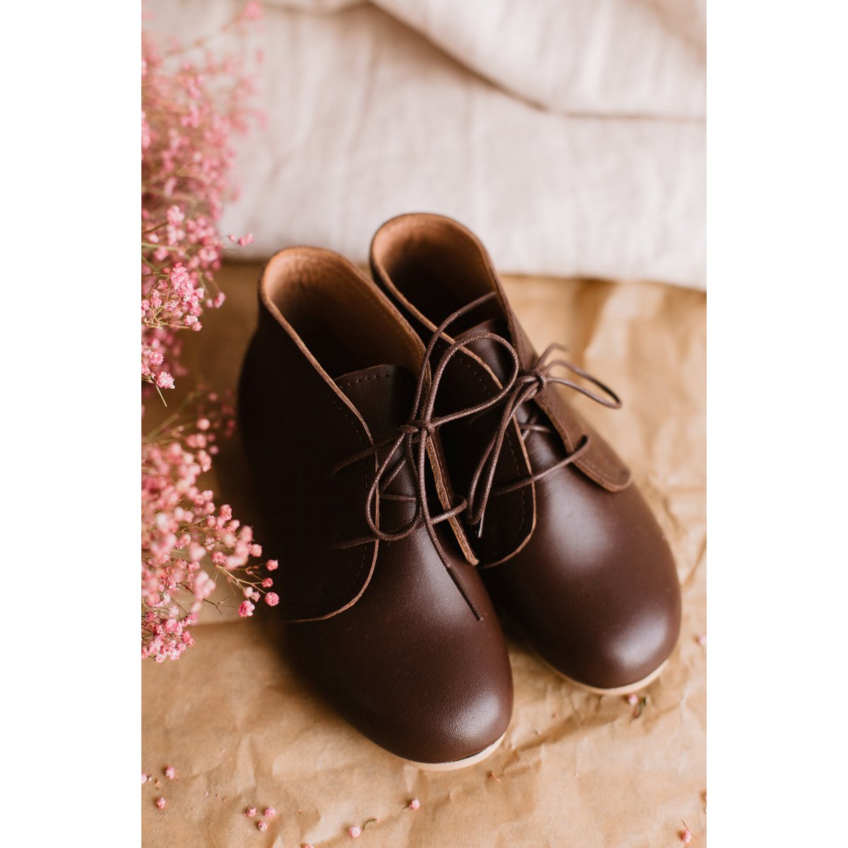 Handgefertigte Mädchen-Stiefeletten aus Leder - Heidi - Schokoladenbraun (22-30)