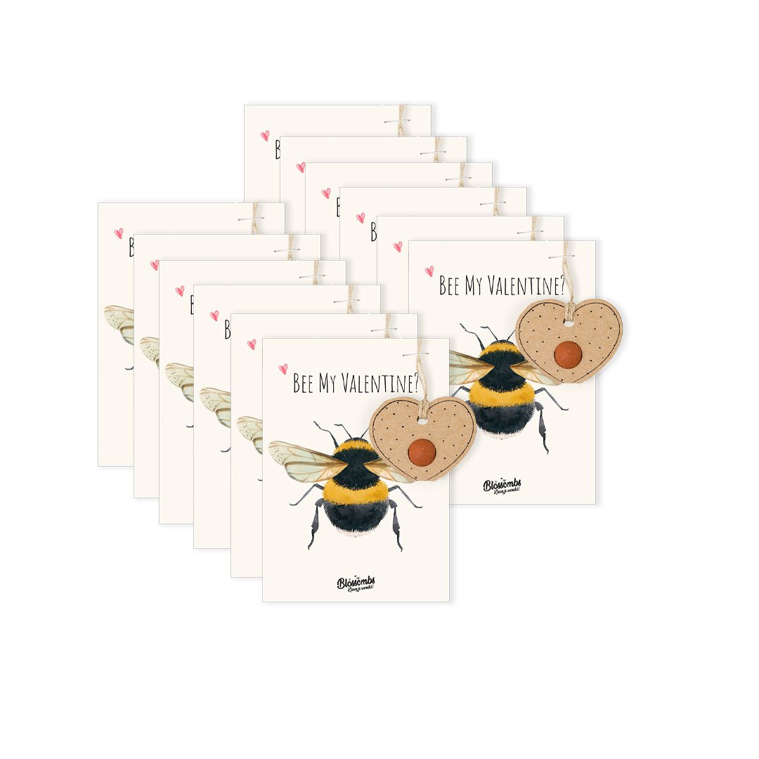Geschenkkarte mit Samenbombe - Bee my Valentine - 12 Stück