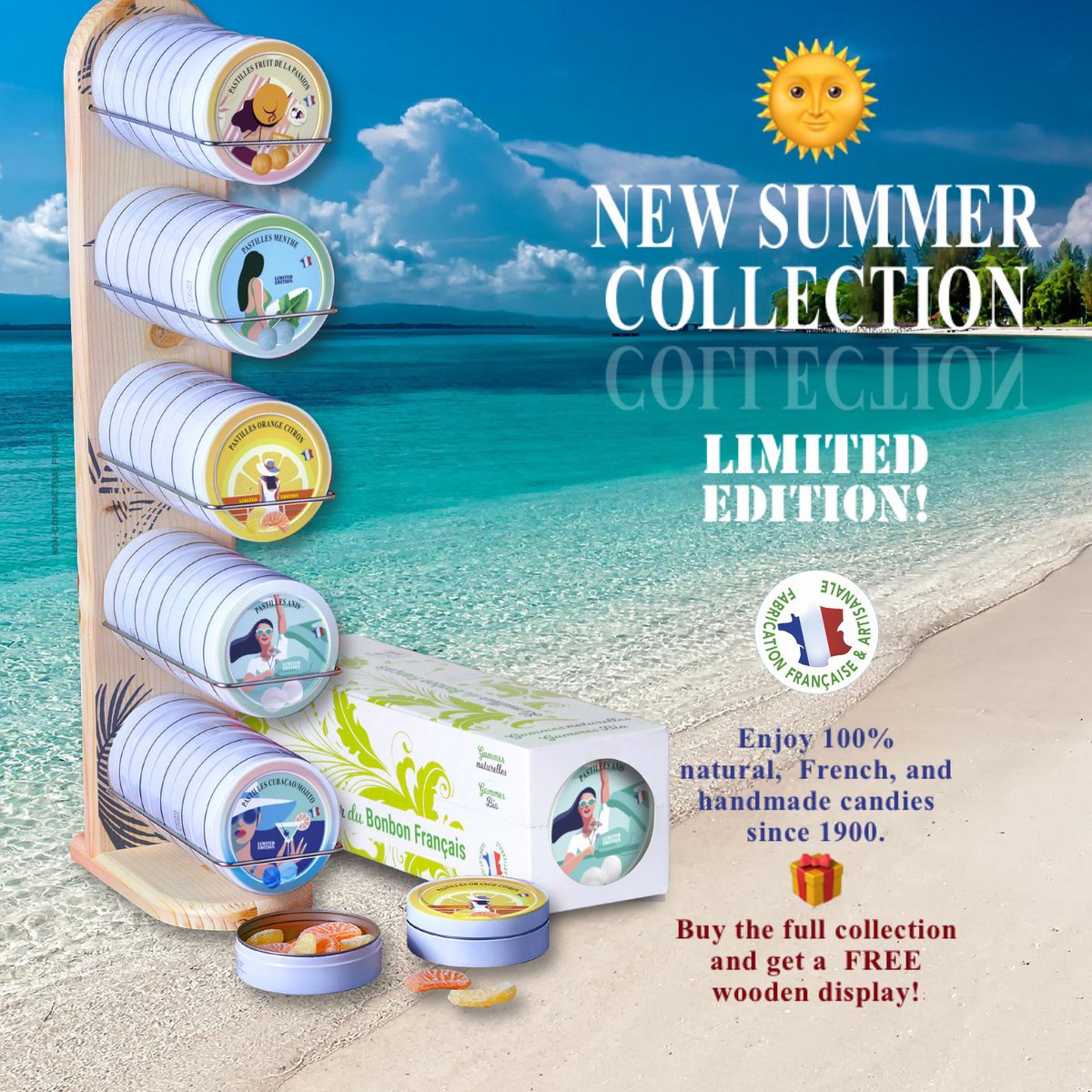 Kunsthandwerk Süßigkeiten | Multi Saveurs | Sommerpack 2025 | Limited Edition | Anzeige angezeigt | 45G Box