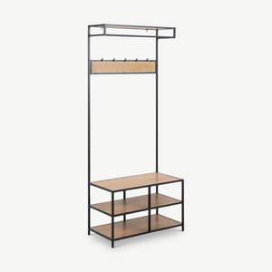 Dover Clothes Rack, Black Steel & Natural Oak