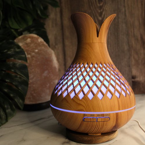 Wooden Mandala USB Aroma Diffuser LED 7 Colors - 400ml
