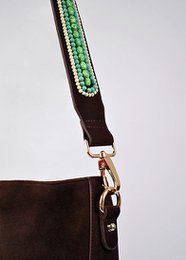 BOHO IBIZA BAG - Mint Ivory shoulder strap (70cm) + Suede bag (Cocoa)